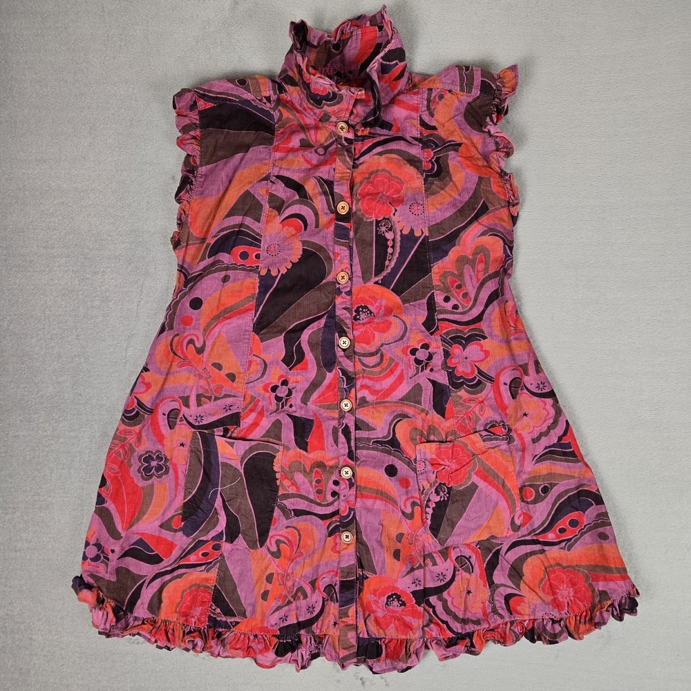 Free‎ People Dress Womens Medium Sunny Days Mini Corduroy Floral Purple